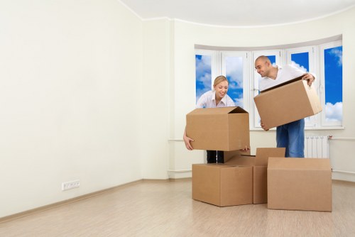 Unpacking services in action at a new location