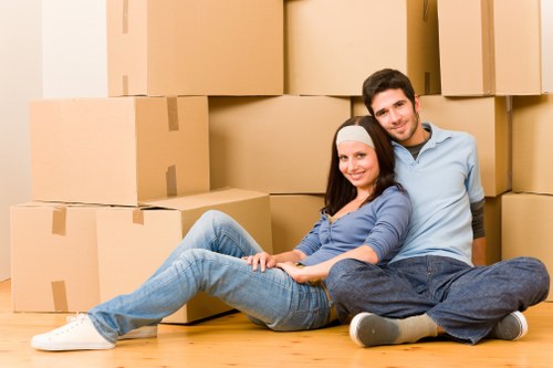 Van loaded with boxes and furniture for transportation