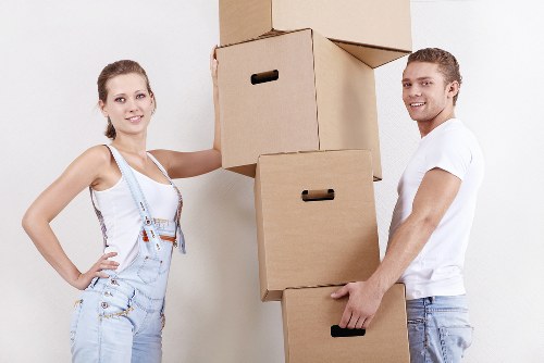 Professional moving team at work