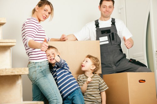Commercial moving team at work
